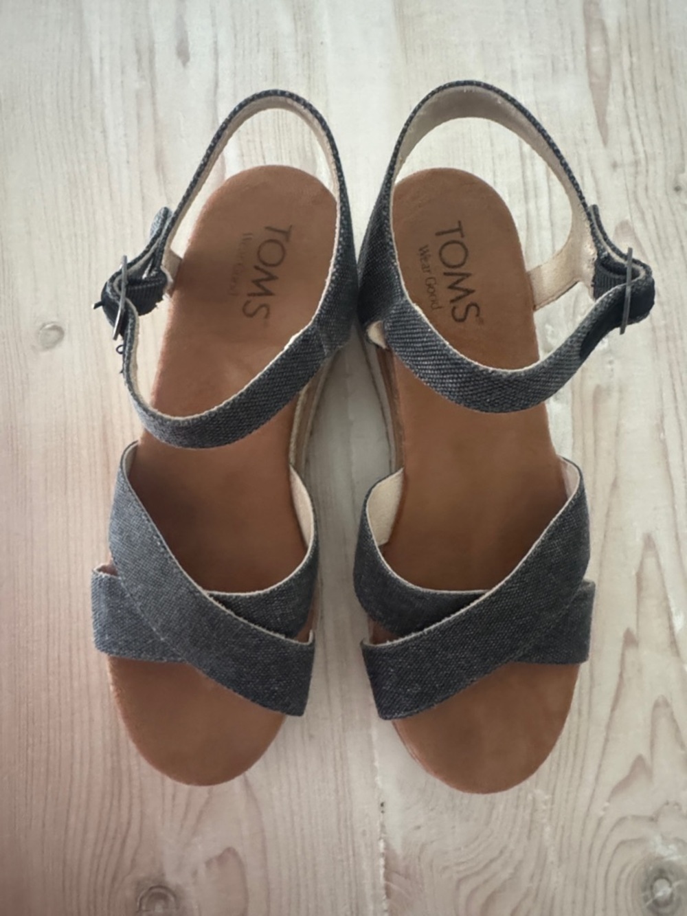 TOMS Charcoal Crisscross Ankle-Strap Platform Sandal - Picture 8 of 8